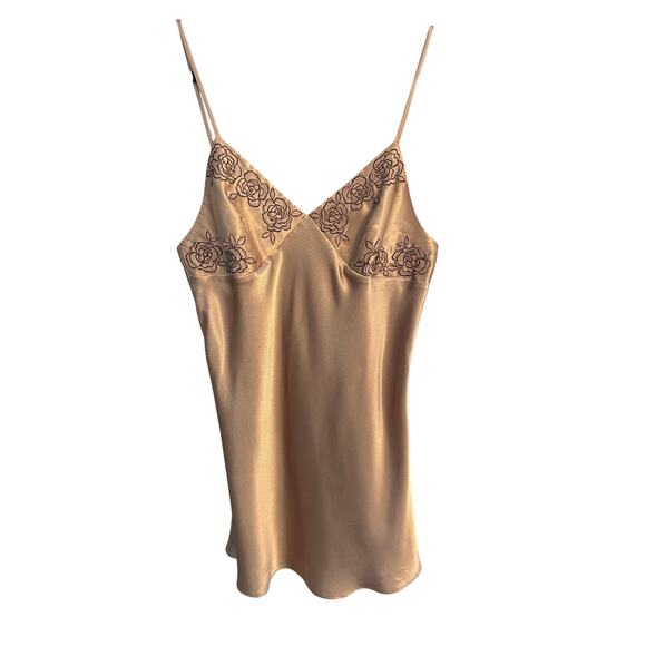 Vintage Dresses & Skirts - Vintage Sensara Champagne Embroidered Slip Dress – Size L